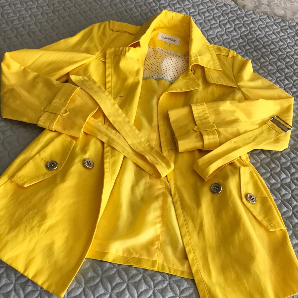 Calvin Klein Women’s Yellow Trench SZ Small